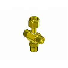 Brass Oxygen Coupler Tee, 3 CGA-540 male outlets, 1 CGA-540 Nut and Nipple